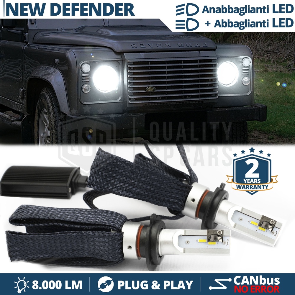 Kit LED H4 para LAND ROVER NEW DEFENDER Luces de Cruce + Carretera | 6500K 8000LM CANbus