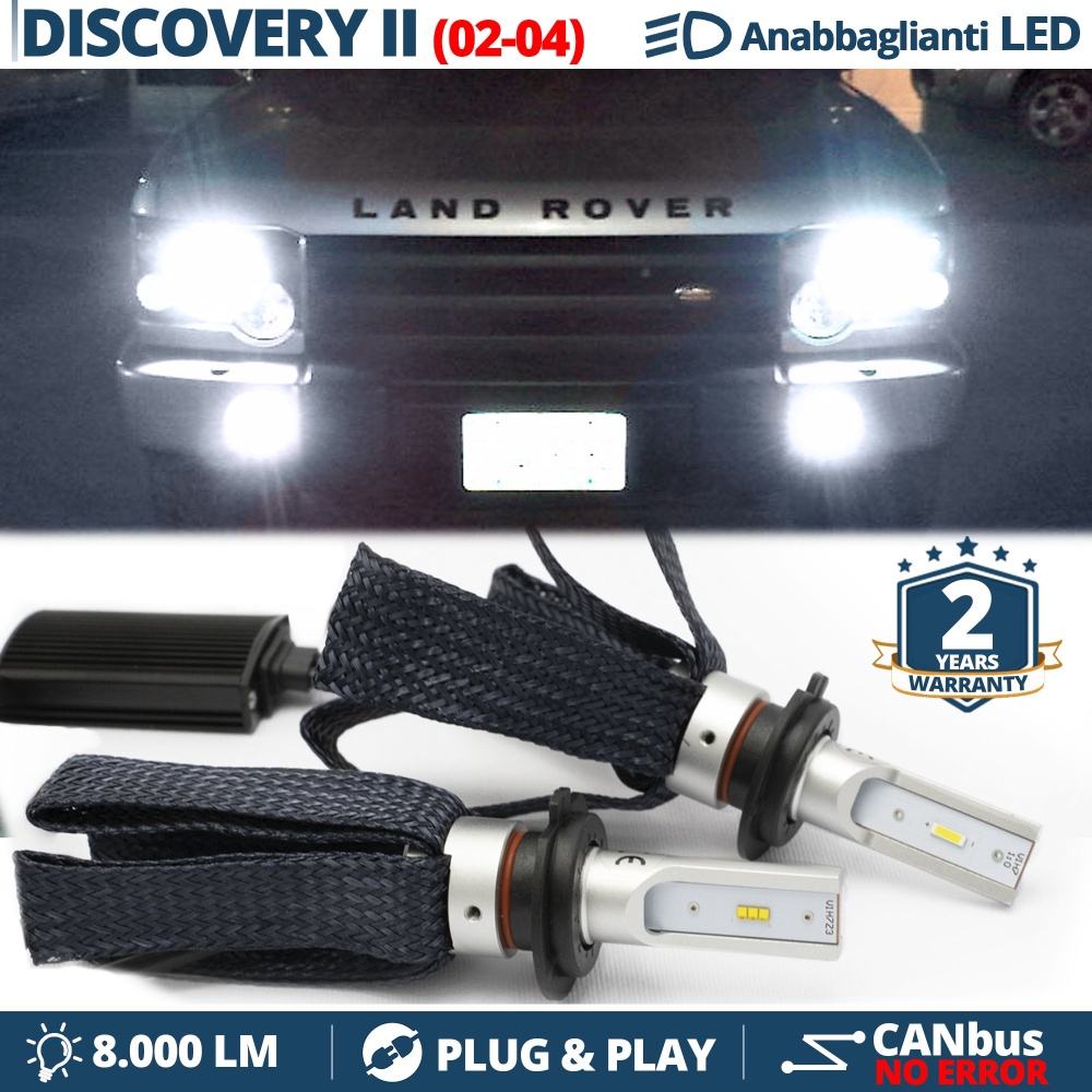 Kit LED H7 para Land Rover DISCOVERY 2 02-04 Luces de Cruce CANbus | 6500K Blanco Frío 8000LM