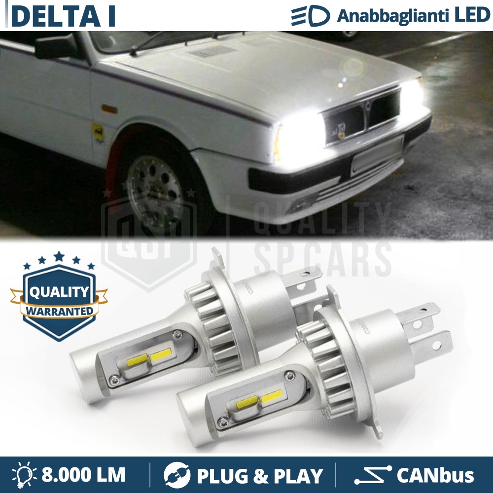 Kit Led H4 para LANCIA DELTA 1 Luces de Cruce + Carretera 6500K 8000LM | Plug & Play CANbus Kit Led H4 para LANCIA DELTA 1 Luces de Cruce + Carretera 6500K 8000LM | Plug & Play CANbus