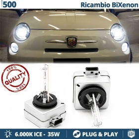 2x Bombillas Bi-Xenon D1S de Repuesto para FIAT 500 Luz 6.000K Blanco Frio Lámpara 35W