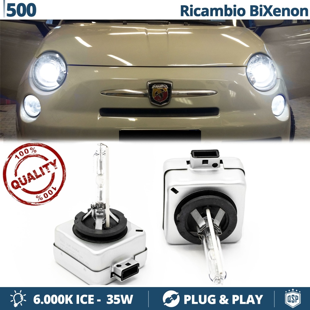 2x Bombillas Bi-Xenon D1S de Repuesto para FIAT 500 Luz 6.000K Blanco Frio Lámpara 35W