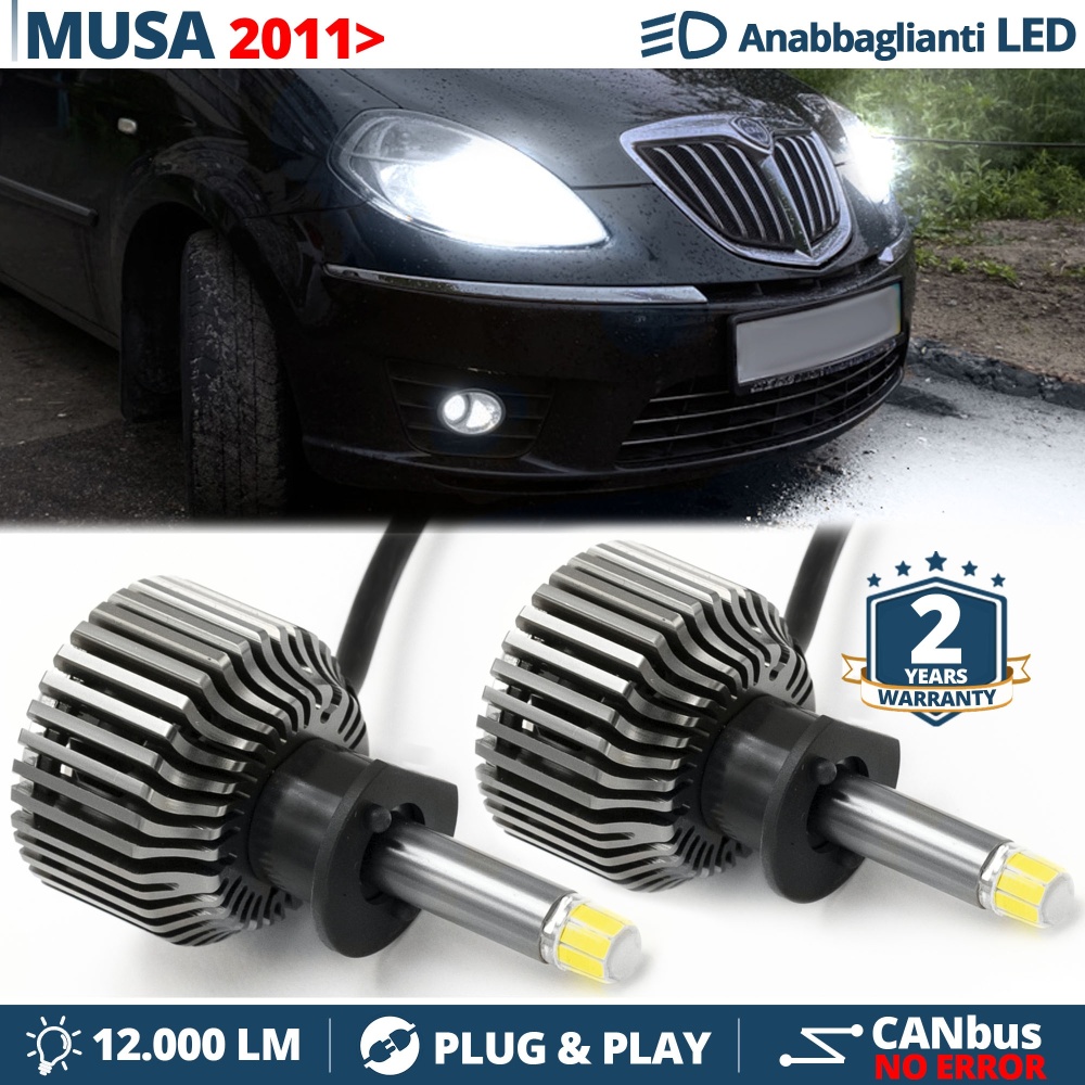 KIT LED H1 CANbus para LANCIA MUSA Facelift (desde 2011) Luces de Cruce Lenticulares | 6500K 12000LM