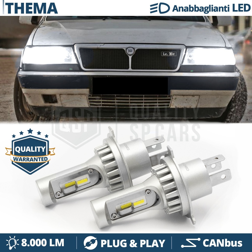 Kit Led H4 para LANCIA THEMA 1-2 Luces de Cruce + Carretera 6500K 8000LM | Plug & Play CANbus Kit Led H4 para LANCIA THEMA 1-2 Luces de Cruce + Carretera 6500K 8000LM | Plug & Play CANbus