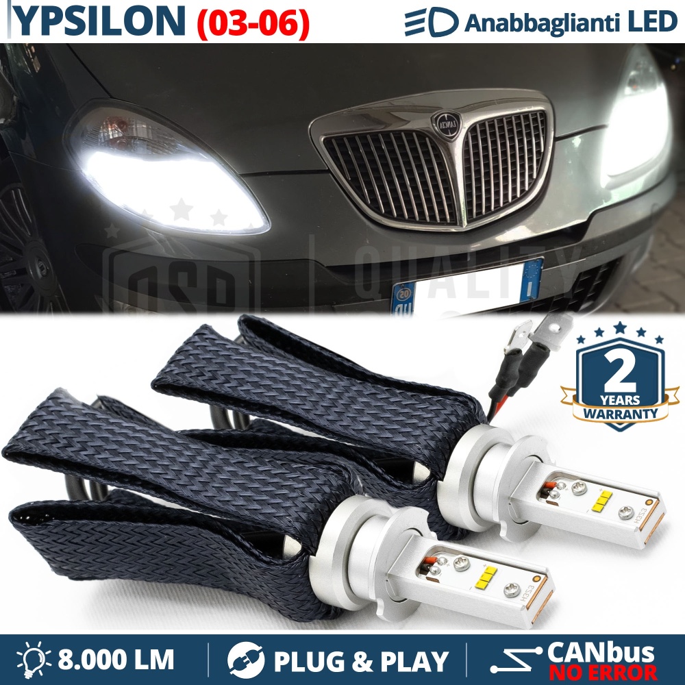 Kit LED H3 para LANCIA YPSILON 843 (03-06) | Luces de Cruce 6500K 8000LM | CANbus SIN ERROR, Plug & Play
