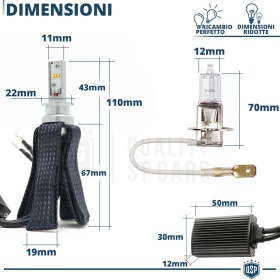 Kit LED H3 para LANCIA YPSILON 843 (03-06) | Luces de Cruce 6500K 8000LM | CANbus SIN ERROR, Plug & Play