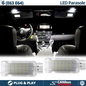 2 Luces LED Visera Parasol para BMW Serie 6 E63 E64 | Luces Interiores Coche BLANCAS CANbus