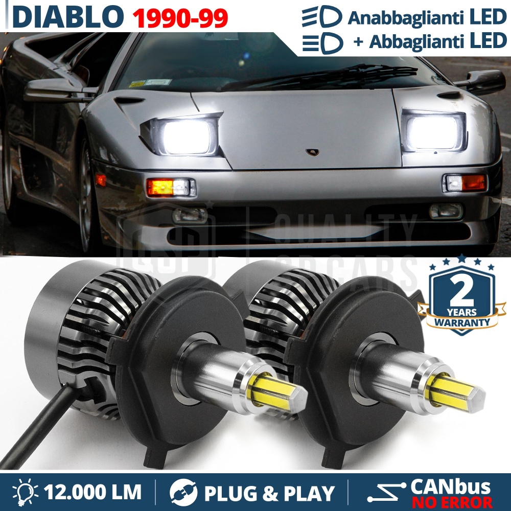Kit LED para LAMBORGHINI DIABLO V 90-99 Luces de Cruce + Carretera | 6500K 12000LM CANbus