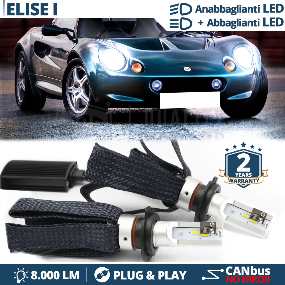 Kit LED H4 para LOTUS ELISE S1 Luces de Cruce + Carretera | 6500K 8000LM CANbus