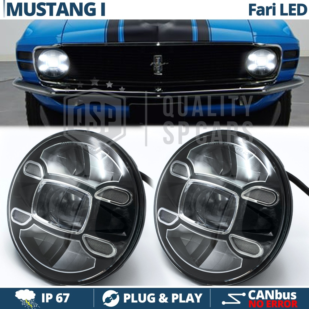 2 Faros Delanteros LED 7" para FORD MUSTANG MK1 6500K | Luces de Cruce + Carretera + Posición 2 Faros Delanteros LED 7" para FORD MUSTANG MK1 6500K | Luces de Cruce + Carretera + Posición