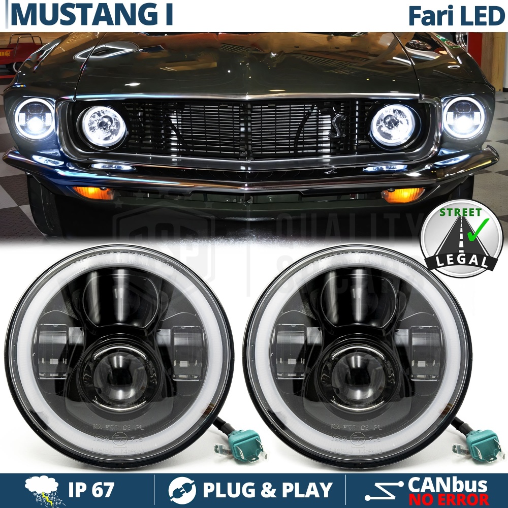 FAROS LED Angel Eyes para FORD MUSTANG MK1, Luz Blanca 6500K | APROBADO FAROS LED Angel Eyes para FORD MUSTANG MK1, Luz Blanca 6500K | APROBADO