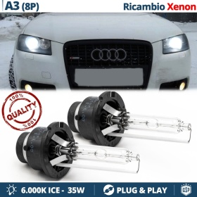 2x Bombillas Xenon D2S de Repuesto para AUDI A3 8P, 8PA 03-08 Luz 6.000K Blanco Frio Lámpara 35W