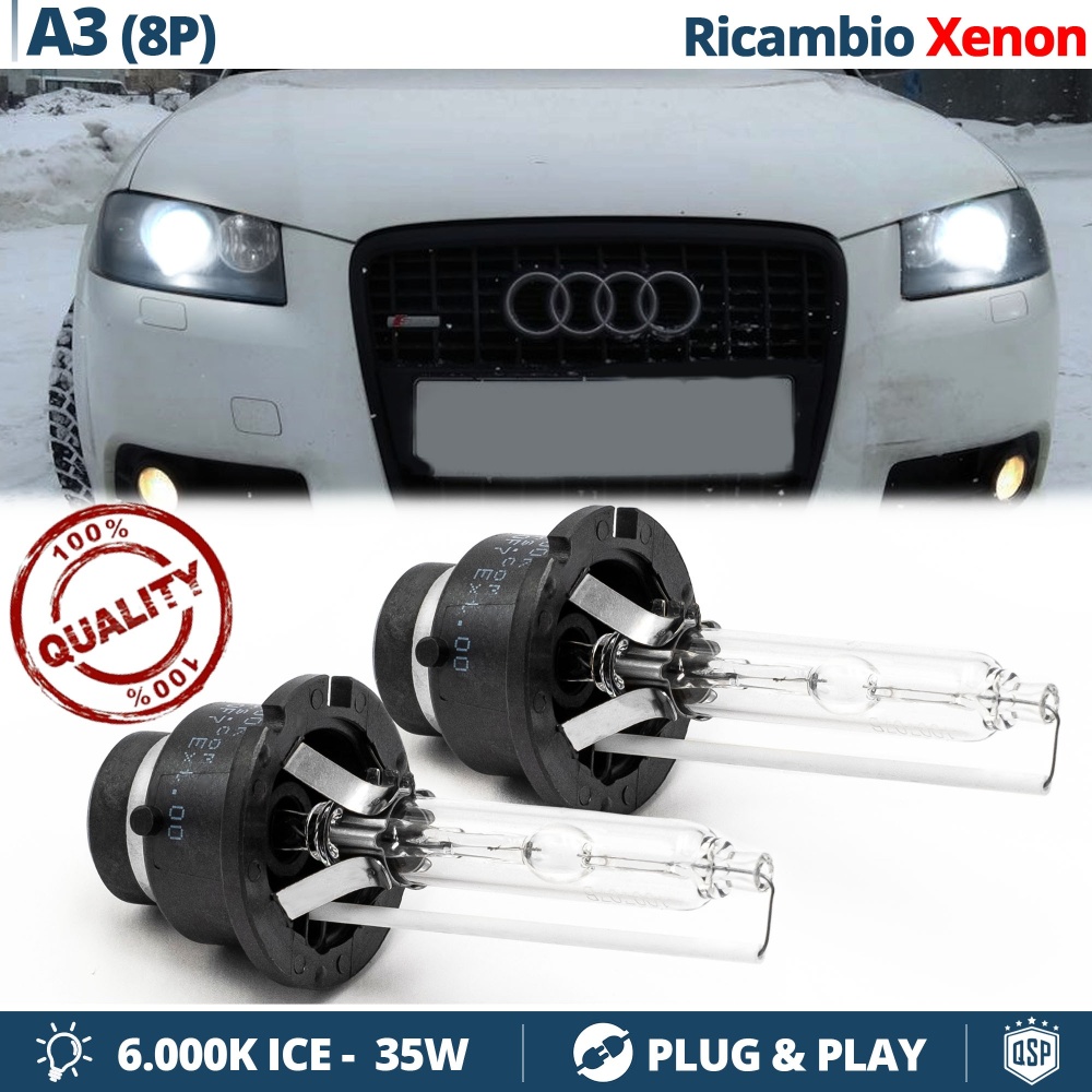 2x Bombillas Xenon D2S de Repuesto para AUDI A3 8P, 8PA 03-08 Luz 6.000K Blanco Frio Lámpara 35W