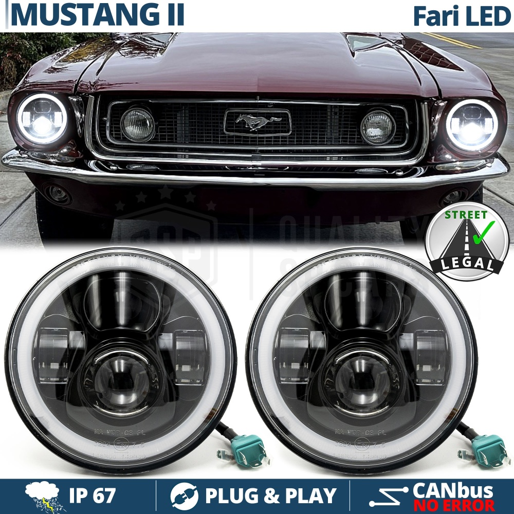 FAROS LED Angel Eyes para FORD MUSTANG MK2, Luz Blanca 6500K | APROBADO FAROS LED Angel Eyes para FORD MUSTANG MK2, Luz Blanca 6500K | APROBADO