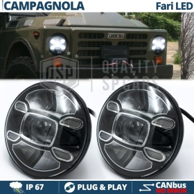 2 FARI LED 7'' Pollici Per FIAT CAMPAGNOLA 6500K Bianco Puro | Luci di Posizione DRL + Anabbaglianti + Abbaglianti