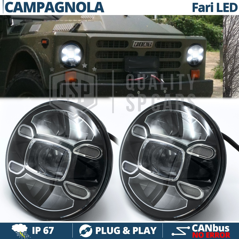 2 FARI LED 7'' Pollici Per FIAT CAMPAGNOLA 6500K Bianco Puro | Luci di Posizione DRL + Anabbaglianti + Abbaglianti 2 FARI LED 7'' Pollici Per FIAT CAMPAGNOLA 6500K Bianco Puro | Luci di Posizione DRL + Anabbaglianti + Abbaglianti