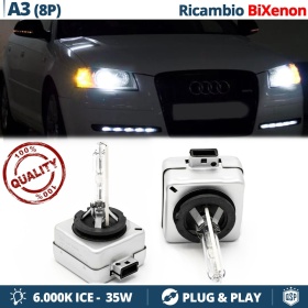 2x Bombillas Bi-Xenon D1S de Repuesto para AUDI A3 8P/8A Luz 6.000K Blanco Frio Lámpara 35W