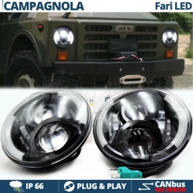 2 Faros Delanteros LED 7" para FIAT CAMPAGNOLA 6500K | DRL, Cruce, Carretera, Intermitentes