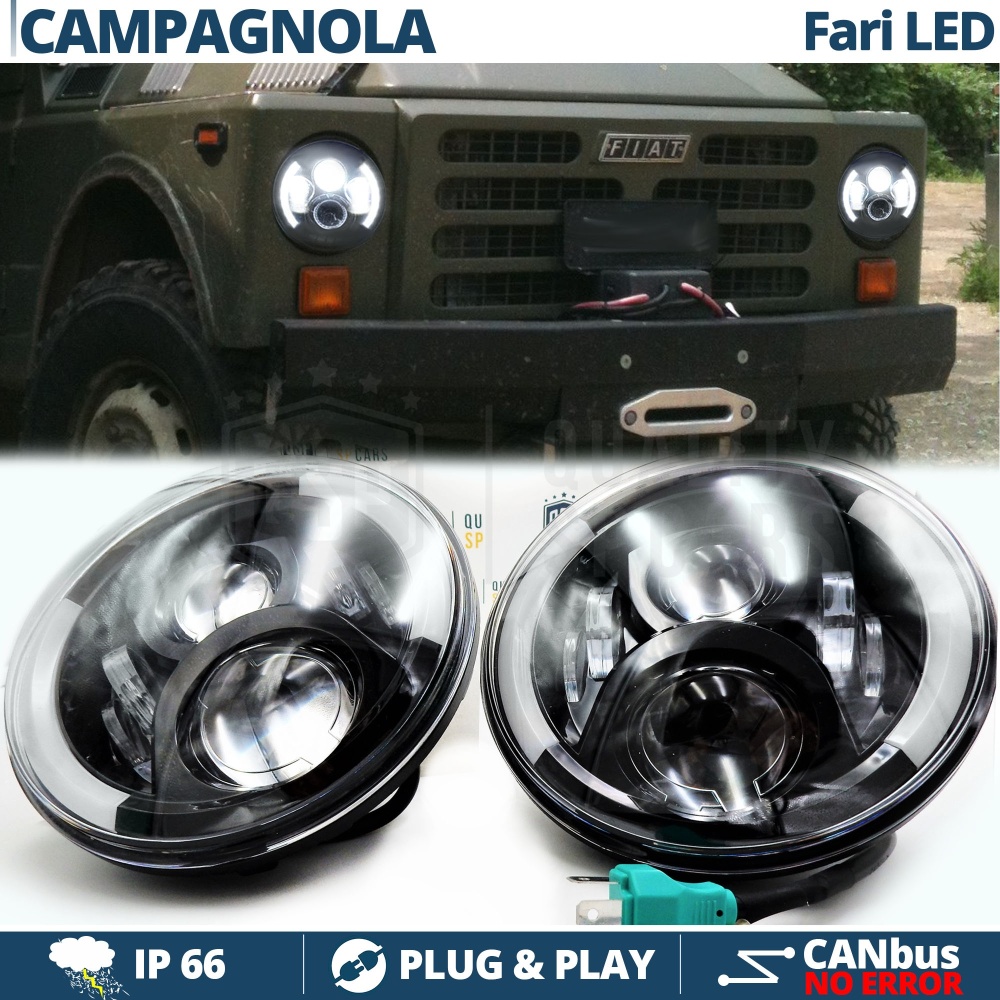 2 Faros Delanteros LED 7" para FIAT CAMPAGNOLA 6500K | DRL, Cruce, Carretera, Intermitentes 2 Faros Delanteros LED 7" para FIAT CAMPAGNOLA 6500K | DRL, Cruce, Carretera, Intermitentes