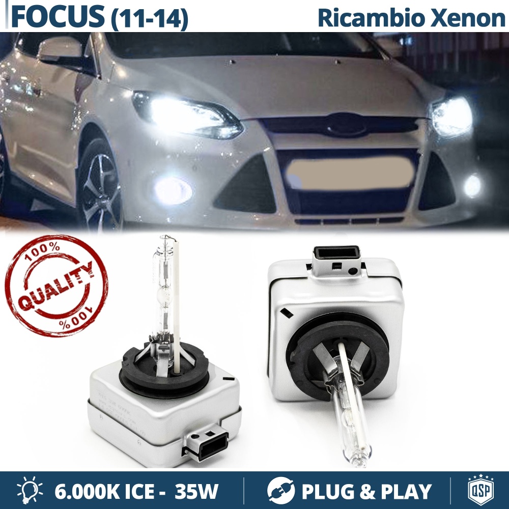 2x Bombillas Bi-Xenon D3S de Repuesto para FORD FOCUS Mk3 11-14 Luz 6.000K Blanco Frio Lámpara 35W