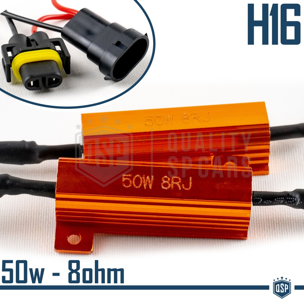 X2 Resistencias Canbus 50W-8 OHM para Led H16 Canceladores Error Decodificadores Suplementarios