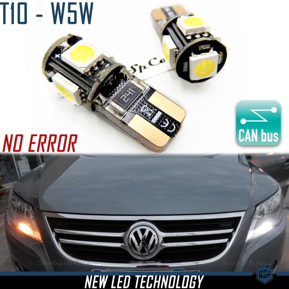X2 Bombillas LED T10 W5W | 6500K Blanco FRIO CANBUS No Error | con Niquel Oro | Plug & Play