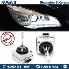 Coppia Lampadine di Ricambio Bi-Xenon D3S per FORD KUGA 2 Luci Bianco Ghiaccio 6000K 35W