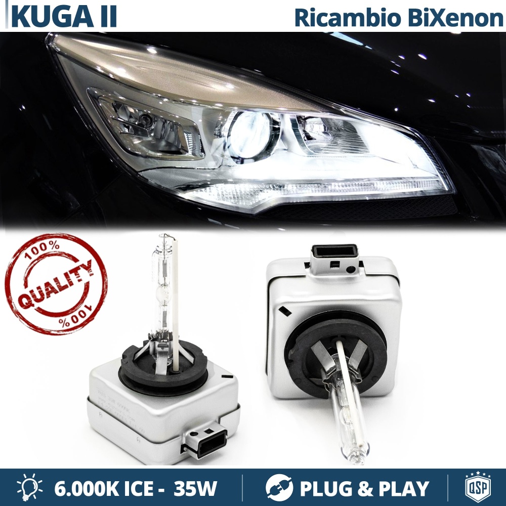 Coppia Lampadine di Ricambio Bi-Xenon D3S per FORD KUGA 2 Luci Bianco Ghiaccio 6000K 35W