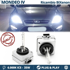 2x Bombillas Bi-Xenon D1S de Repuesto para FORD MONDEO Mk 4 Luz 6.000K Blanco Frio Lámpara 35W