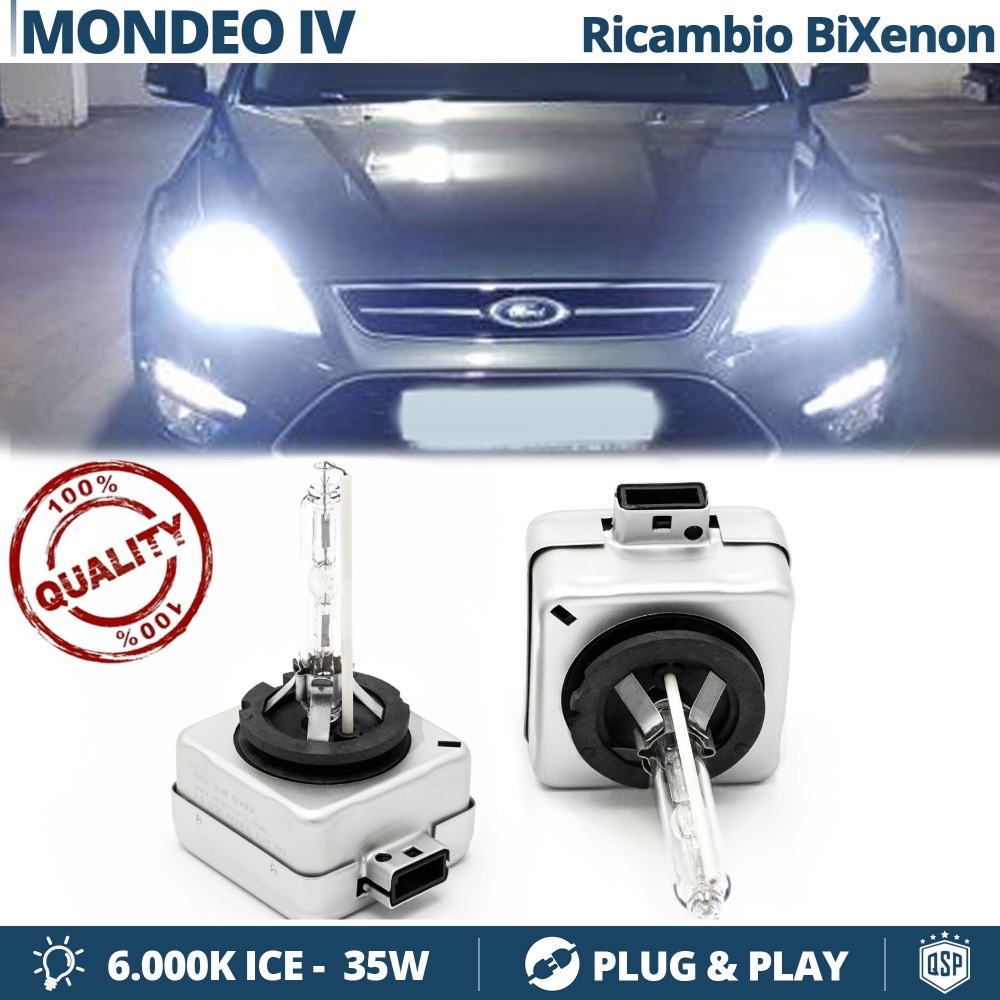 2x Bombillas Bi-Xenon D1S de Repuesto para FORD MONDEO Mk 4 Luz 6.000K Blanco Frio Lámpara 35W