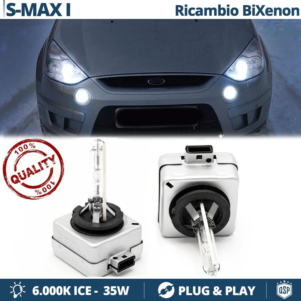 2x D1S Bi-Xenon Replacement Bulbs for FORD S-MAX 1 HID 6.000K White Ice 35W 2x D1S Bi-Xenon Replacement Bulbs for FORD S-MAX 1 HID 6.000K White Ice 35W