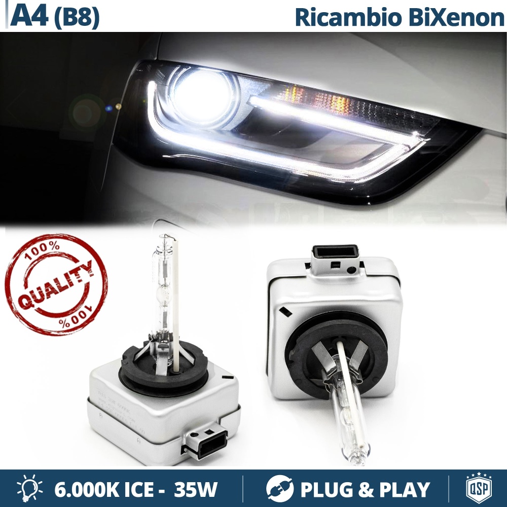 2x Bombillas Bi-Xenon D3S de Repuesto para AUDI A4 B8 Restyling Luz 6.000K Blanco Frio Lámpara 35W