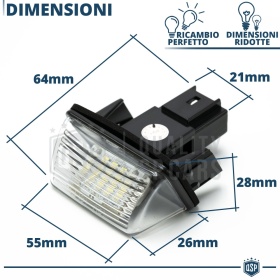 2 Luces de Matrícula LED para PEUGEOT 406 SW (99-05) | Plafones Led CANbus 6500K Blanco Frío