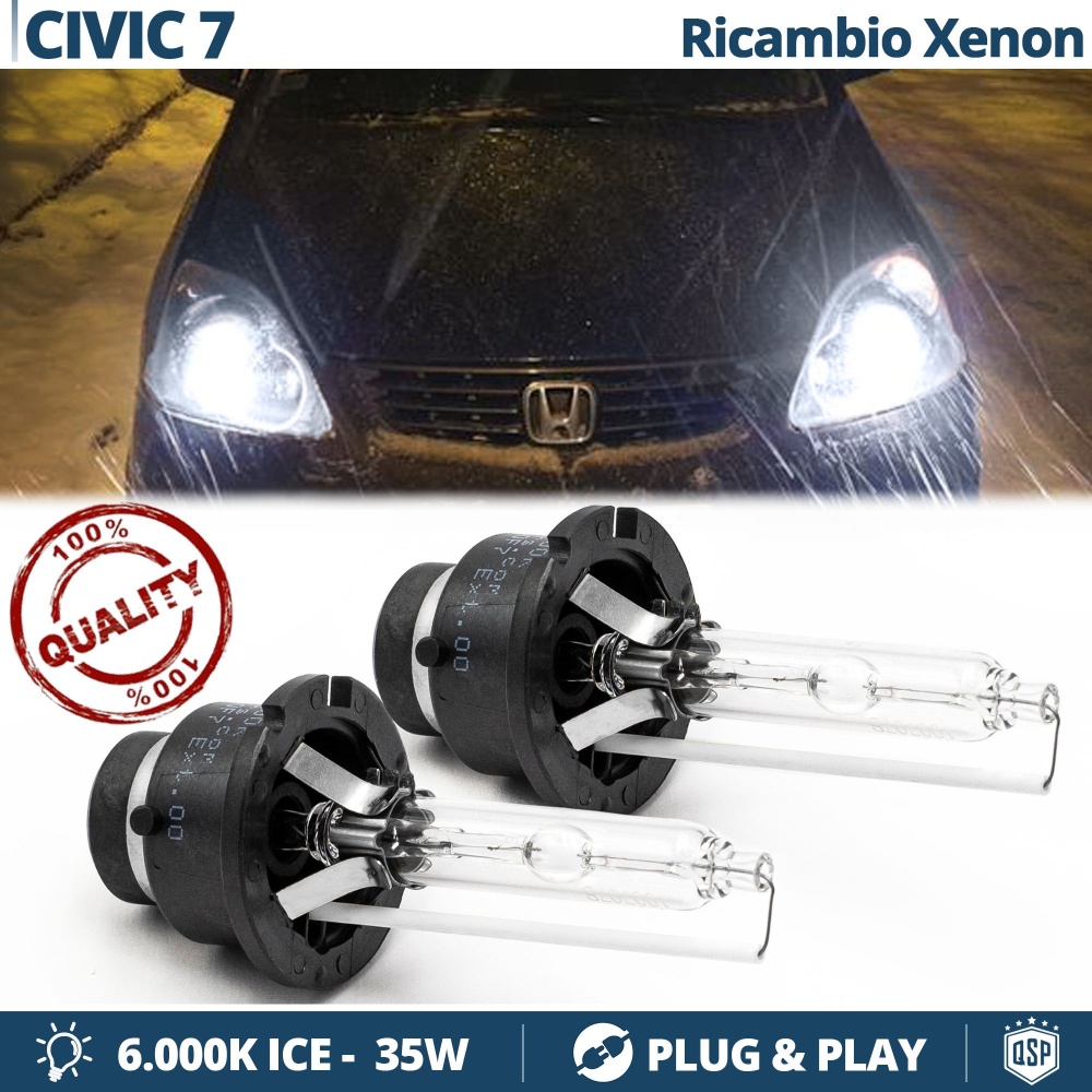2x Bombillas Xenon D2S de Repuesto para HONDA CIVIC 7 HATCHBACK Luz 6.000K Blanco Frio Lámpara 35W