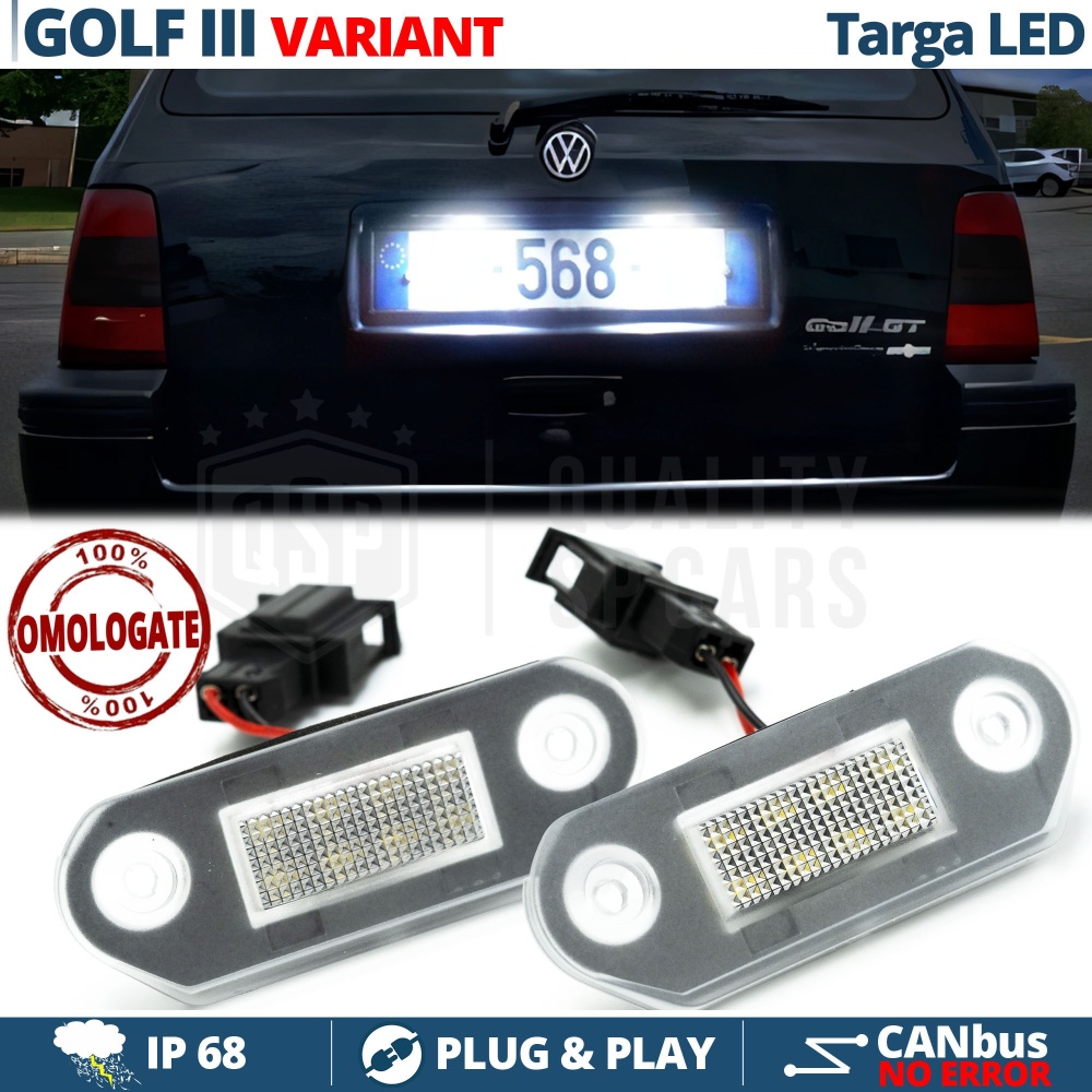 2 LED License Plate Lights for VOLKSWAGEN GOLF 3 | CANbus, Plug & Play | 6500K Cool White