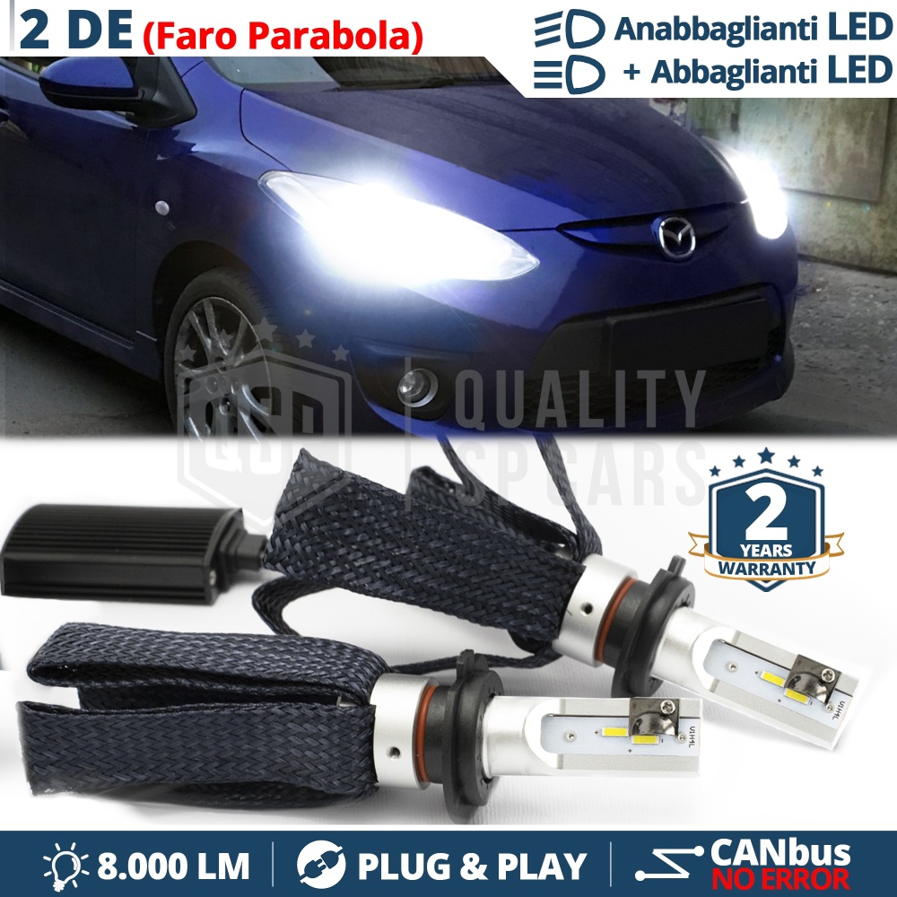 Kit LED H4 para MAZDA 2 DE Luces de Cruce + Carretera | 6500K 8000LM CANbus