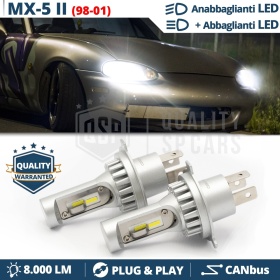 Kit Led H4 CANbus para MAZDA MX-5 2 (98-01) Luces de Cruce + Carretera | 6500K 8000LM