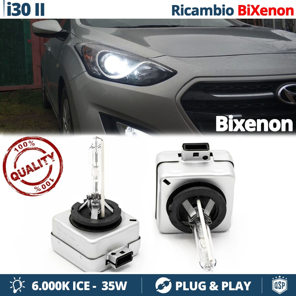 Coppia Lampadine di Ricambio Bi-Xenon D3S per HYUNDAI i30 2 (11-16) Luci Bianco Ghiaccio 6000K 35W