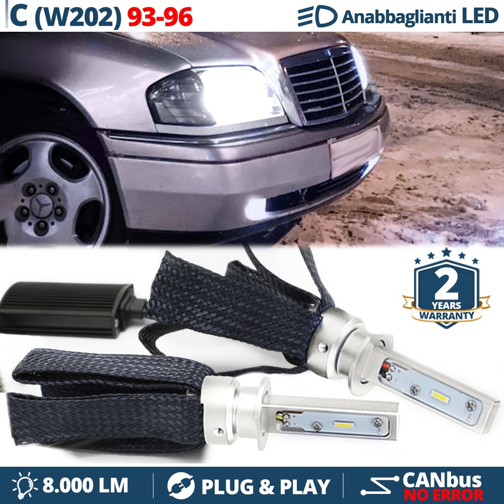 Kit LED H1 para MERCEDES CLASE C W202 93-96 Luces de Cruce CANbus | Bombillas LED 6500K 8000LM