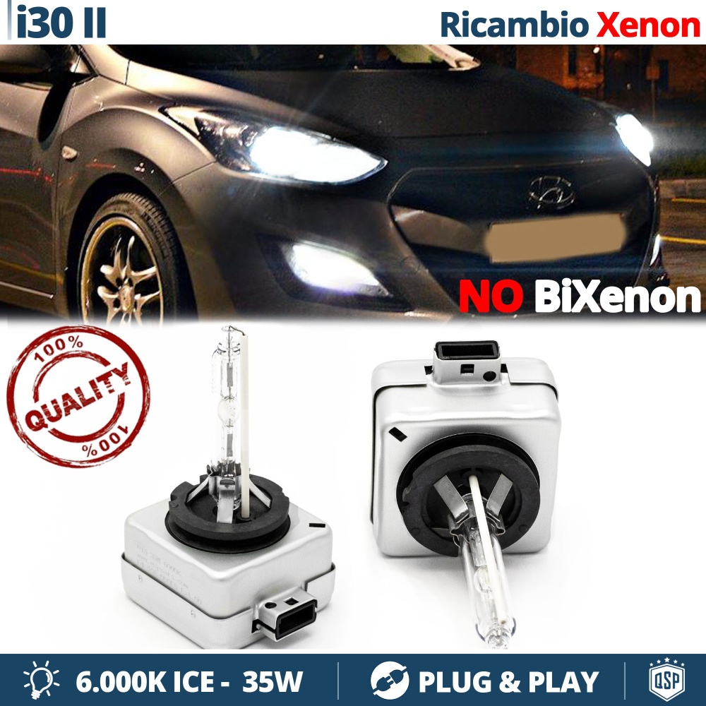 2x Bombillas Xenon D1S de Repuesto para HYUNDAI i30 2 (11-16) Luz 6.000K Blanco Frio Lámpara 35W
