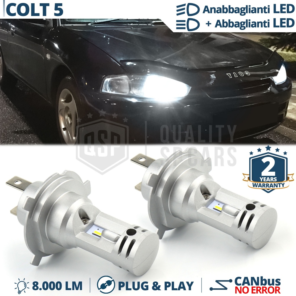 Kit Led para MITSUBISHI COLT 5 Luces de Cruce + Carretera H4 6500K 8000LM | Plug & Play CANbus Kit Led para MITSUBISHI COLT 5 Luces de Cruce + Carretera H4 6500K 8000LM | Plug & Play CANbus