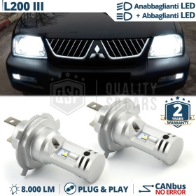 Kit Led para MITSUBISHI L200 3 Luces de Cruce + Carretera H4 6500K 8000LM | Plug & Play CANbus