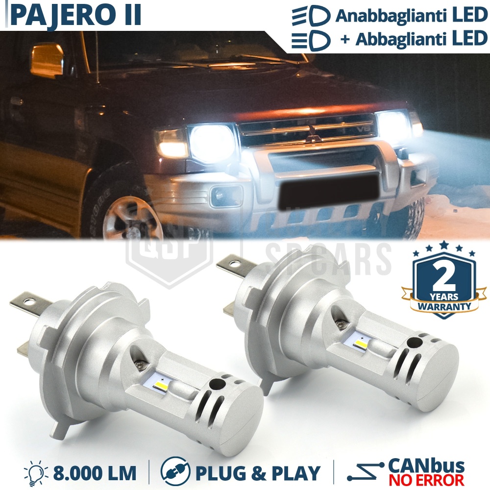 Kit Led H4 para MITSUBISHI PAJERO 2 Luces de Cruce + Carretera 6500k | Plug & Play CANbus