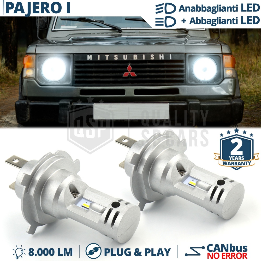 Kit Led H4 para MITSUBISHI PAJERO 1 Luces de Cruce + Carretera 6500k | Plug & Play CANbus Kit Led H4 para MITSUBISHI PAJERO 1 Luces de Cruce + Carretera 6500k | Plug & Play CANbus