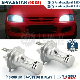 Kit Led H4 para MITSUBISHI SPACE STAR 1 Luces de Cruce + Carretera 6500k | Plug & Play CANbus