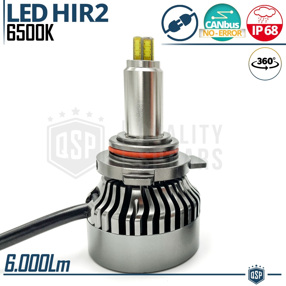 1 Bombilla LED HIR2 CANbus | Luz Blanca Potente 6000LM  | Conversión de HALÓGENA HIR2 a LED | Plug & Play