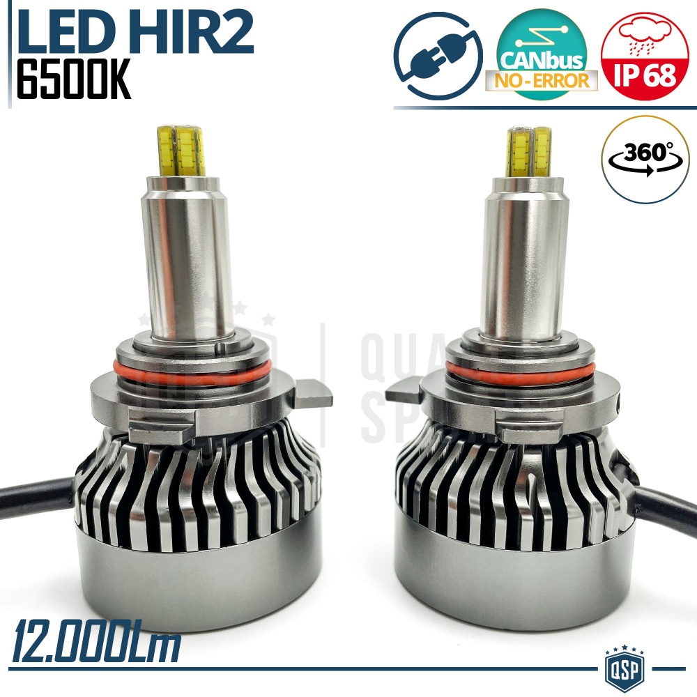 Kit LED HIR2-HIR CANbus | Luz Blanca Potente 12000LM | Conversión de HALÓGENA 9012 a LED | Plug & Play