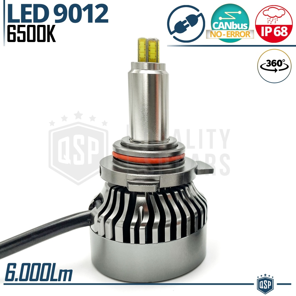 1 Bombilla LED 9012 CANbus | Luz Blanca Potente 6000LM  | Conversión de HALÓGENA 9012 a LED | Plug & Play