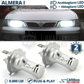 Kit Full LED H4 Per NISSAN ALMERA 1 Anabbaglianti + Abbaglianti 6500K 8000LM | Plug & Play CANbus