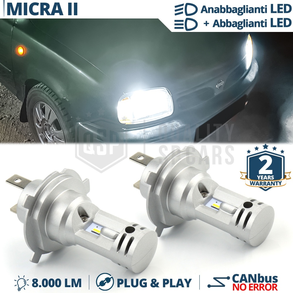 H4 Led Kit for NISSAN MICRA 2 K11 Low + High Beam 6500K 8000LM | Plug & Play CANbus H4 Led Kit for NISSAN MICRA 2 K11 Low + High Beam 6500K 8000LM | Plug & Play CANbus