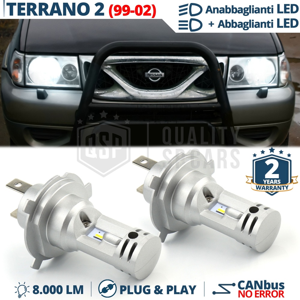 Kit Led H4 para NISSAN TERRANO 2 99-02 Luces de Cruce + Carretera 6500K 8000LM | Plug & Play CANbus Kit Led H4 para NISSAN TERRANO 2 99-02 Luces de Cruce + Carretera 6500K 8000LM | Plug & Play CANbus